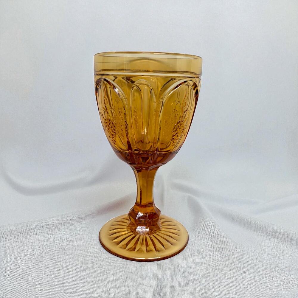 Vintage Fenton Red Cliff‎ “Magnet and Grape” Goblet in Amber